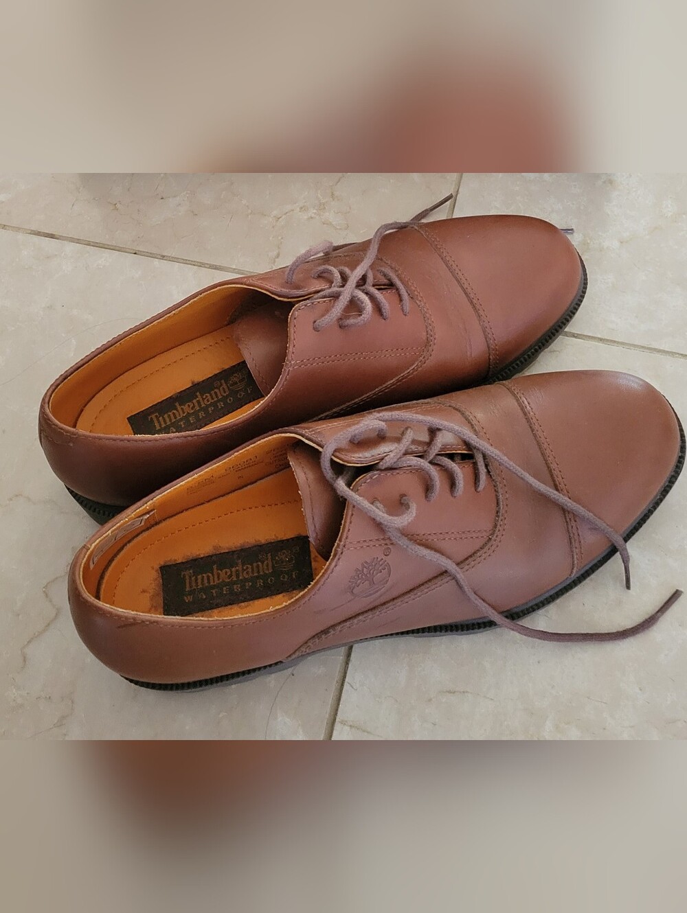 Timberland Men's  Brown Leather Waterproof Derby Shoes